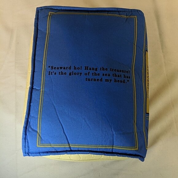 Think Geek Olde Book Pillow, Treasure Island Robert Louis Stevenson Blue Plush - Picture 2 of 10